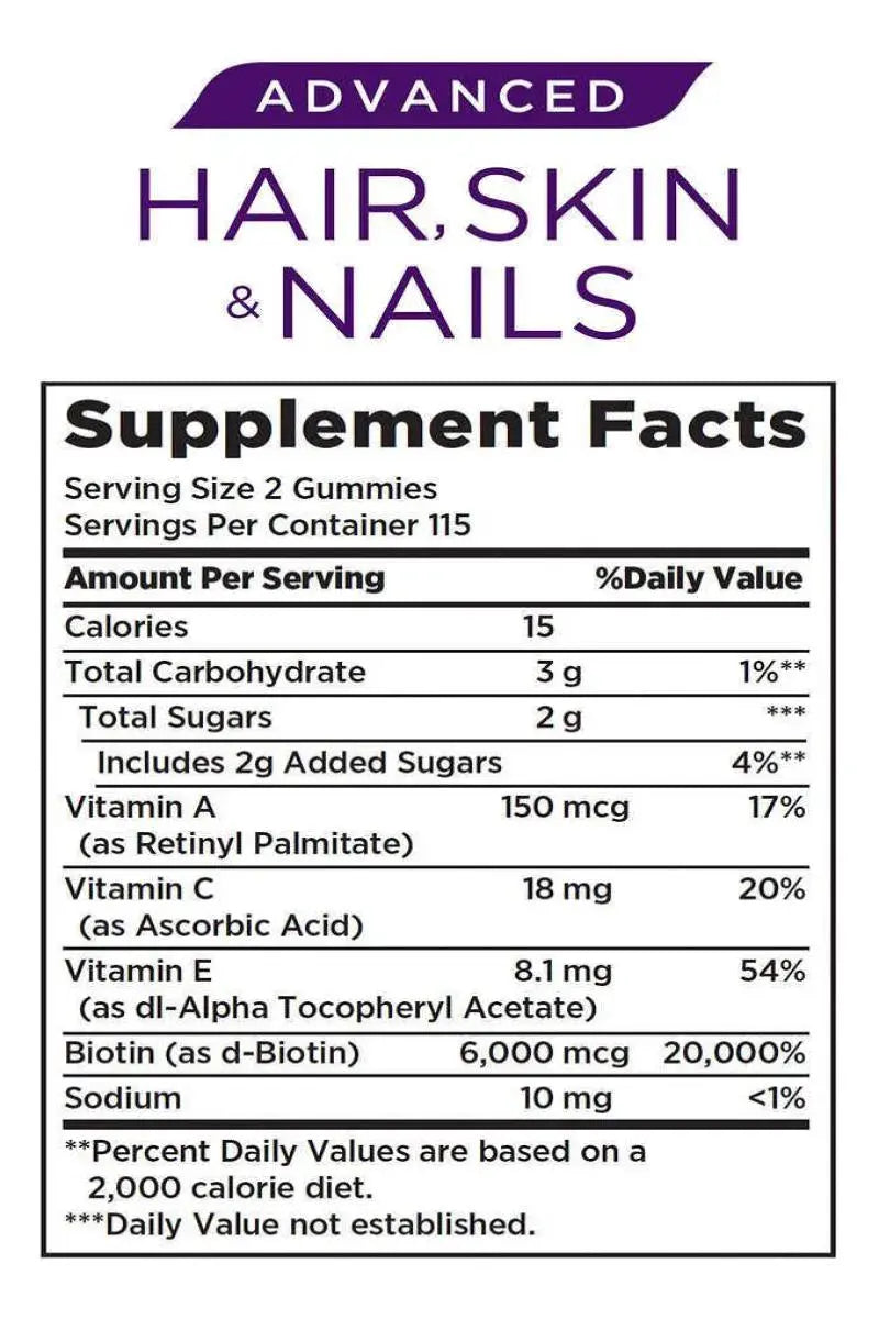 Nature's Bounty Hair, Skin and Nails Advanced Biotina 6000mcg 230 Gummies
