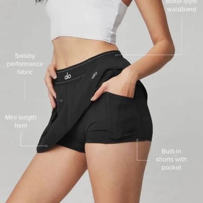 Shots Saia Match Point Tennis Skirt Black Alo Yoga