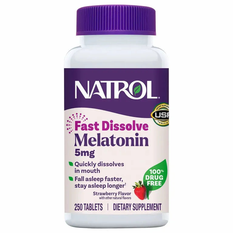 Natrol Melatonina 5Mg 250 Tab. Dissolução Rápida Sabor Morango