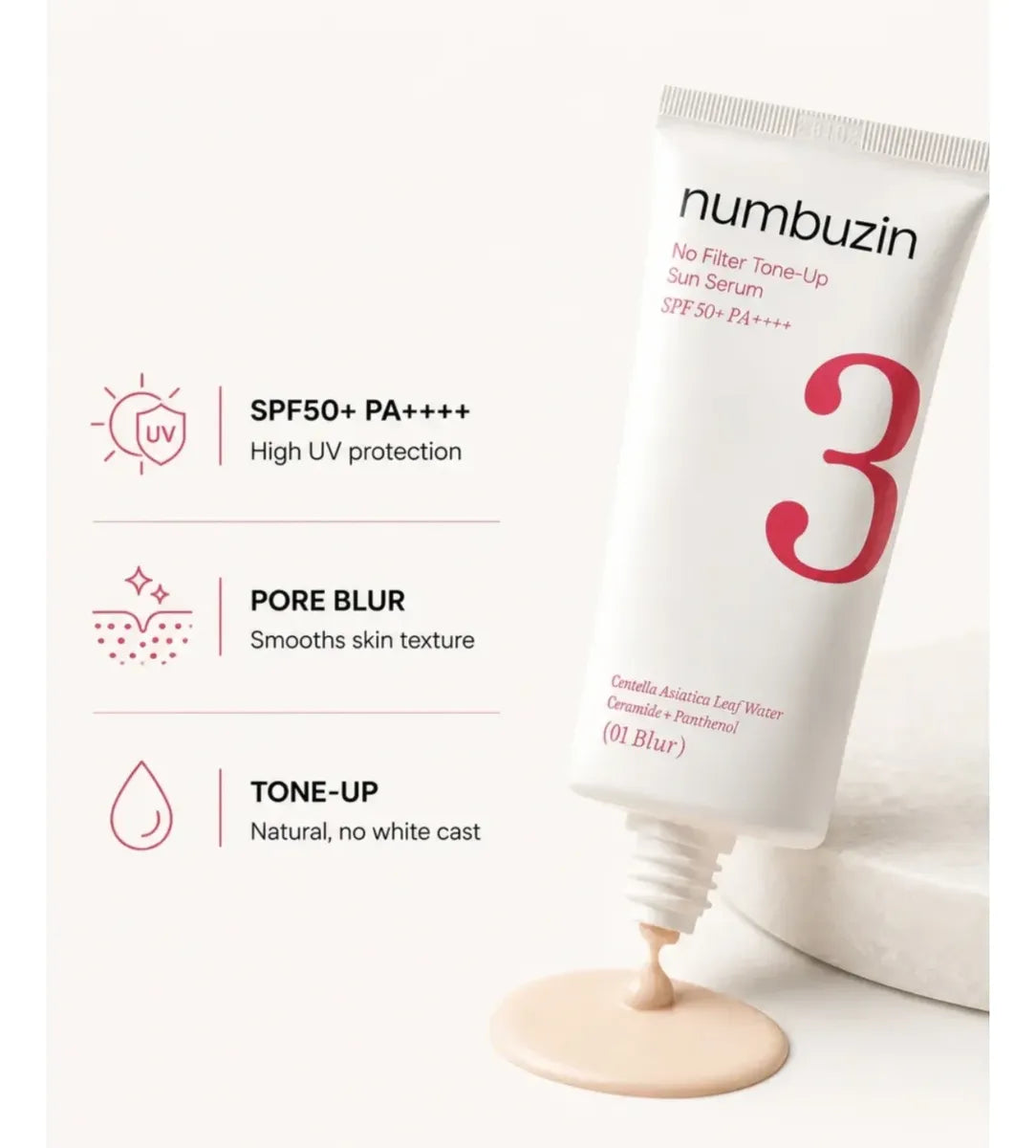 Protetor Solar Numbuzin No.3 No Filter Tone-Up 01 Blur 50 ml