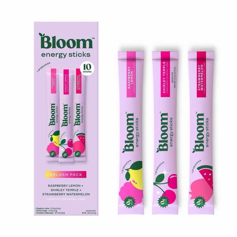 BLOOM NUTRITION Splash Pack Natural Energy Sticks - 10ct